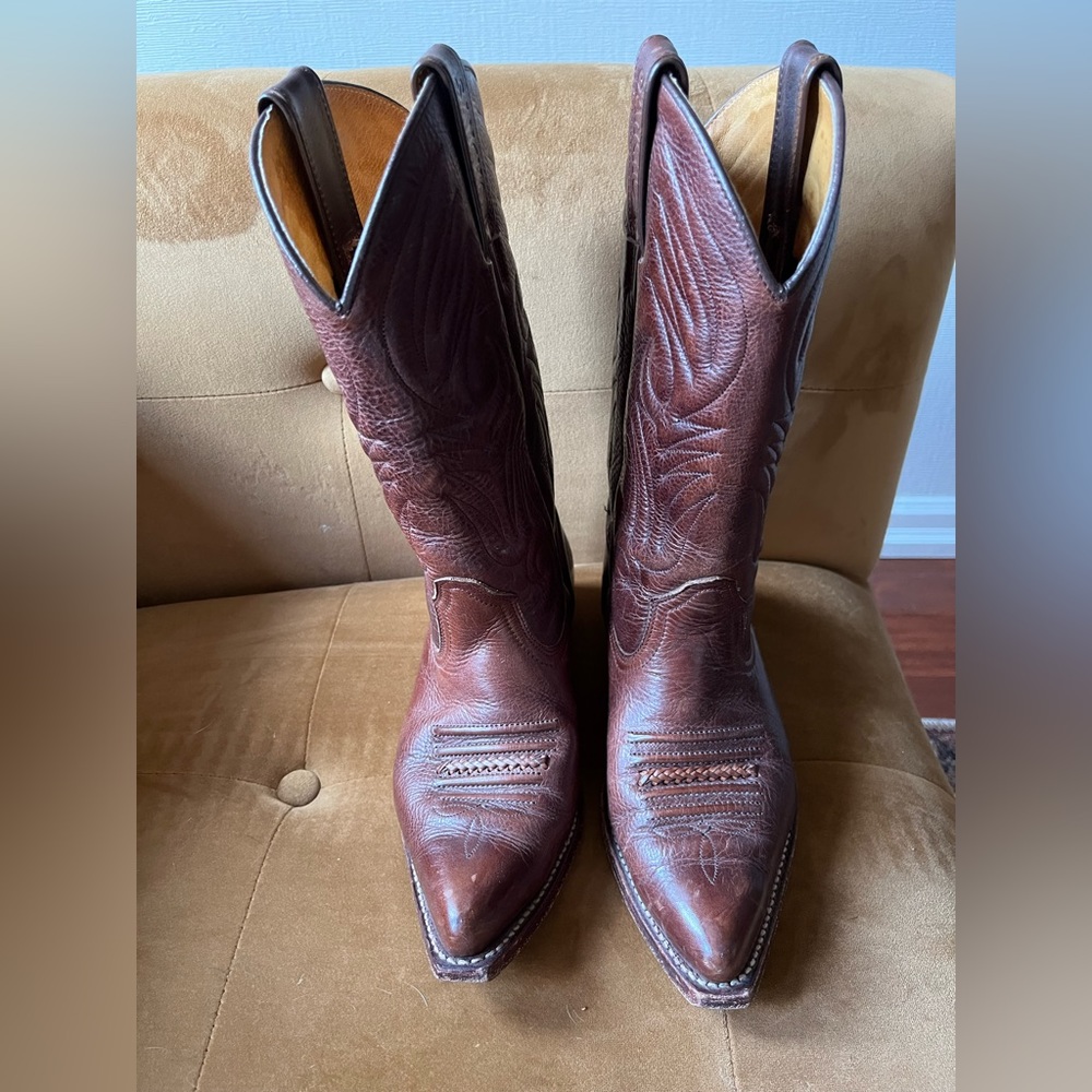 SANCHO Vintage Brown Leather Western Cowboy Boots